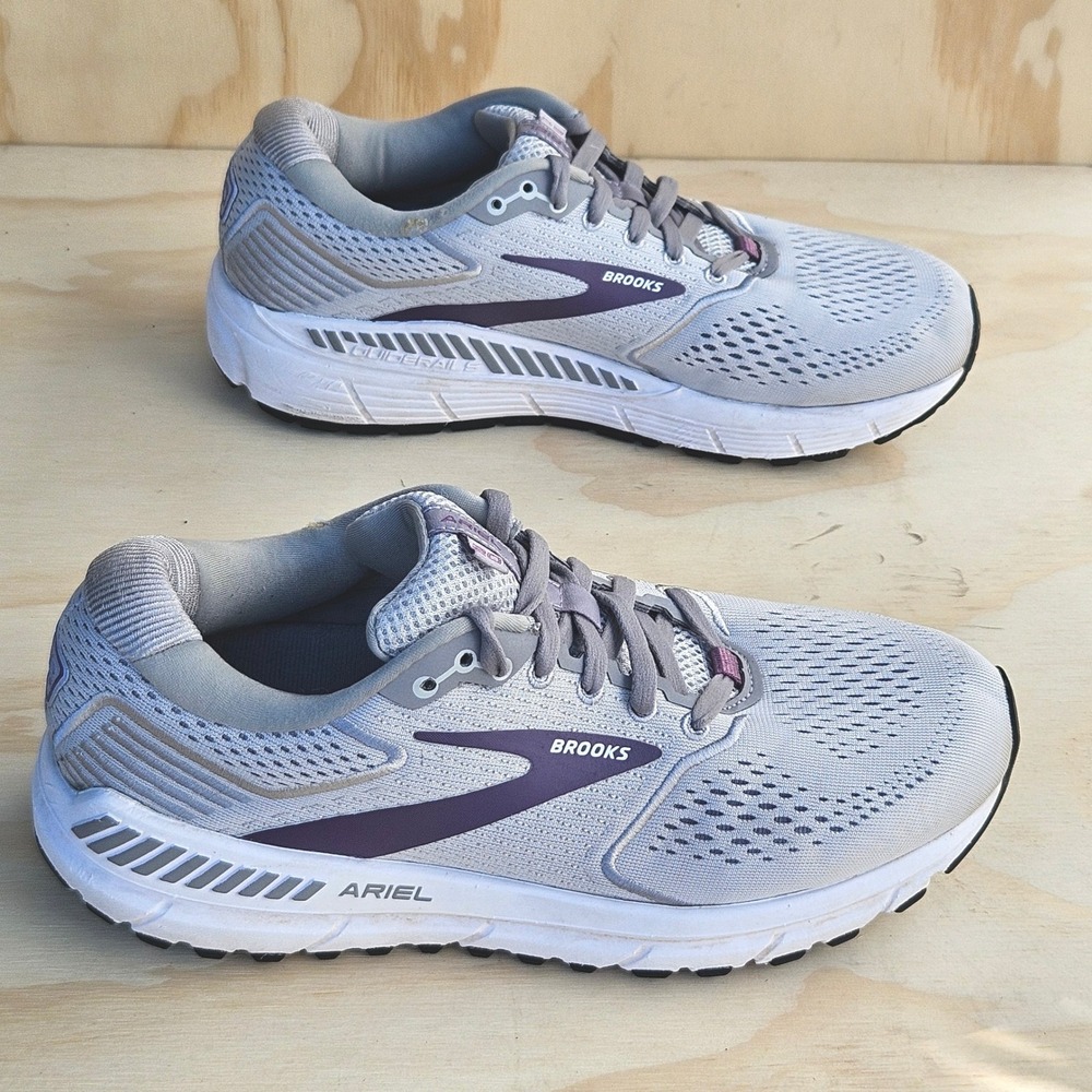 Brooks Ariel 20 Womens Grey Purple Stability Running Shoes 1203151B064 Size 9